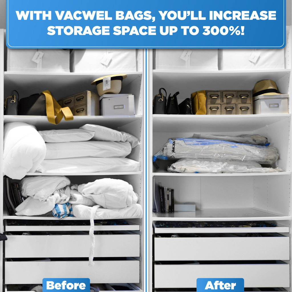Vacwel Space Saver Bags 8 Pack with Different Sizes and FREE