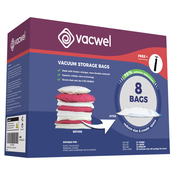 Travel Space Bag 8 Pack Vacuum Roll-Up Storage Products Review 