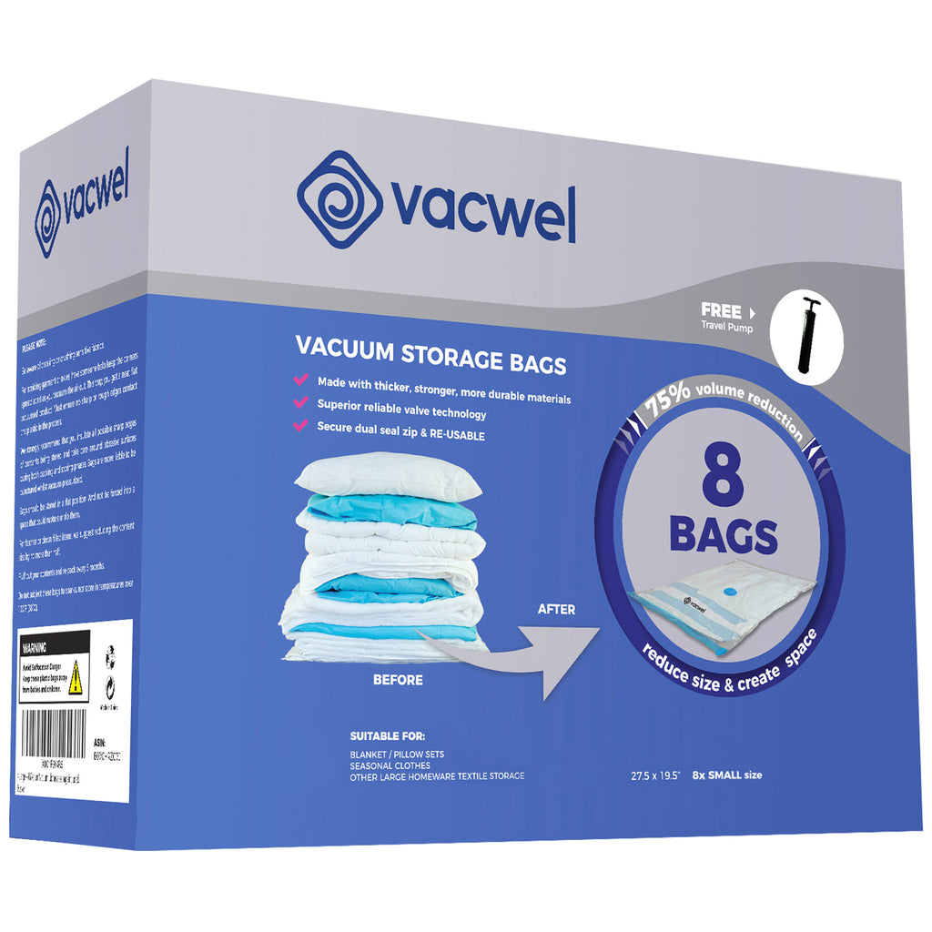 Vacwel 6-Pack, Variety - 3x XXL + 3x Jumbo Vacuum Storage Bags for Clothes  Storage, Large Comforters & Bedding - (47 x 35”) XXL + (43 x 30”) Jumbo -  Vacuum Seal